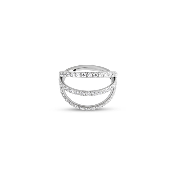 Jeweled Titanium Hinge Ring Triple
