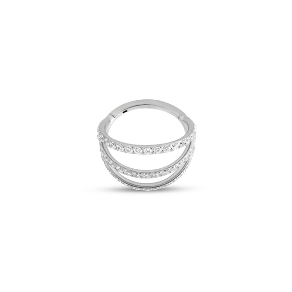 Jeweled Titanium Hinge Ring Triple