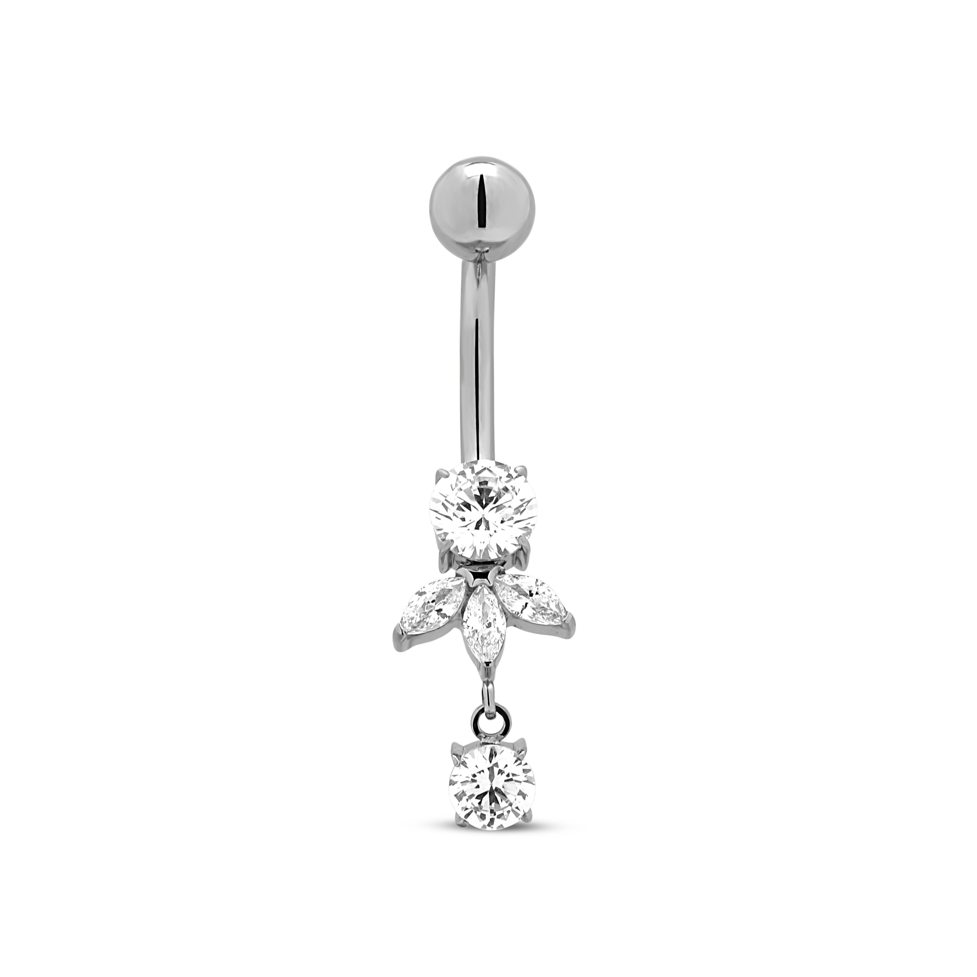 Internally Threaded Marquise With Round Stone Navel – Trident - Fine ...