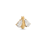 24kt Gold PVD Threadless Bee With Crystal Wings