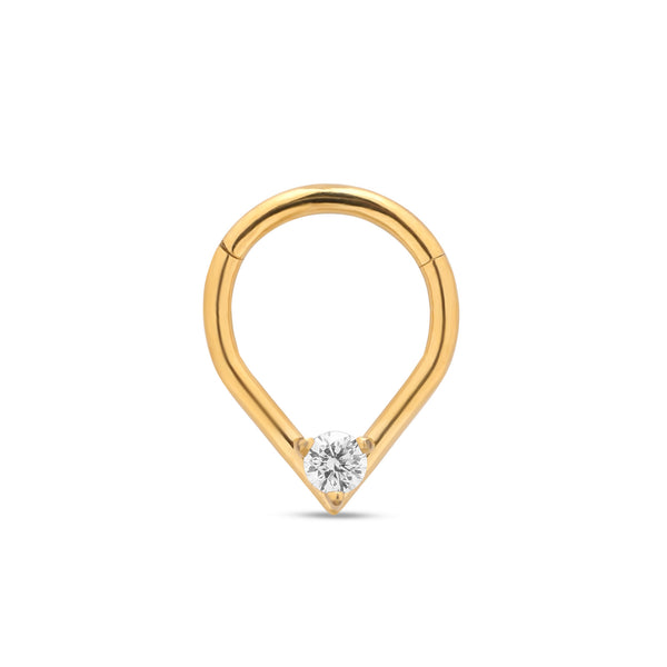 24kt Gold PVD Tear Hinged Ring w 2.5mm Jewel