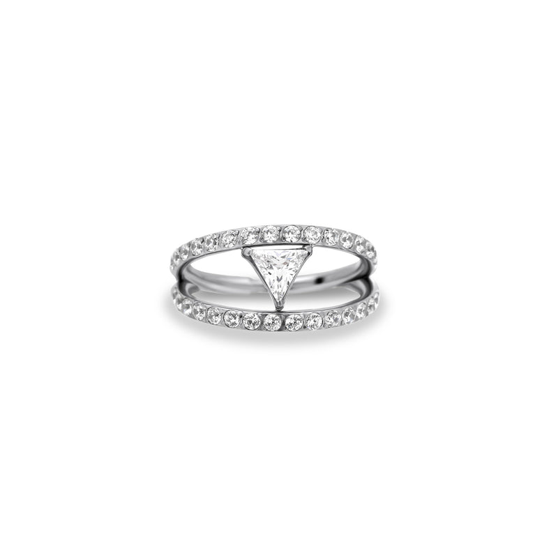 Trident Titanium Jewel Triangle Hinge Ring
