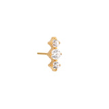 Trident 24kt Gold PVD Threadless Prong 3 Stone 2mm, 2.5mm, 2mm