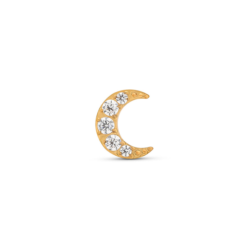 Trident Titanium 24kt Gold PVD Threadless Crescent Jewel Moon