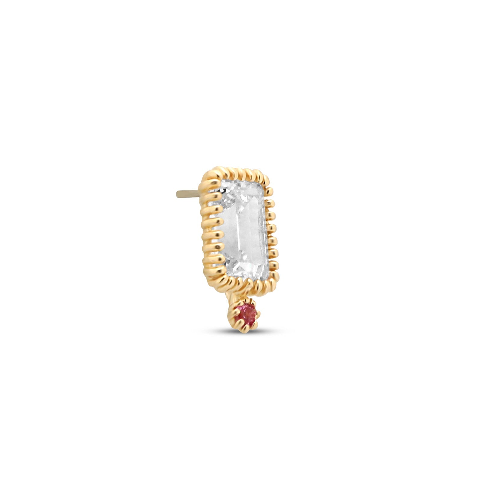 14kt Gold Threadless - Ruby – Trident - Fine Body Jewelry