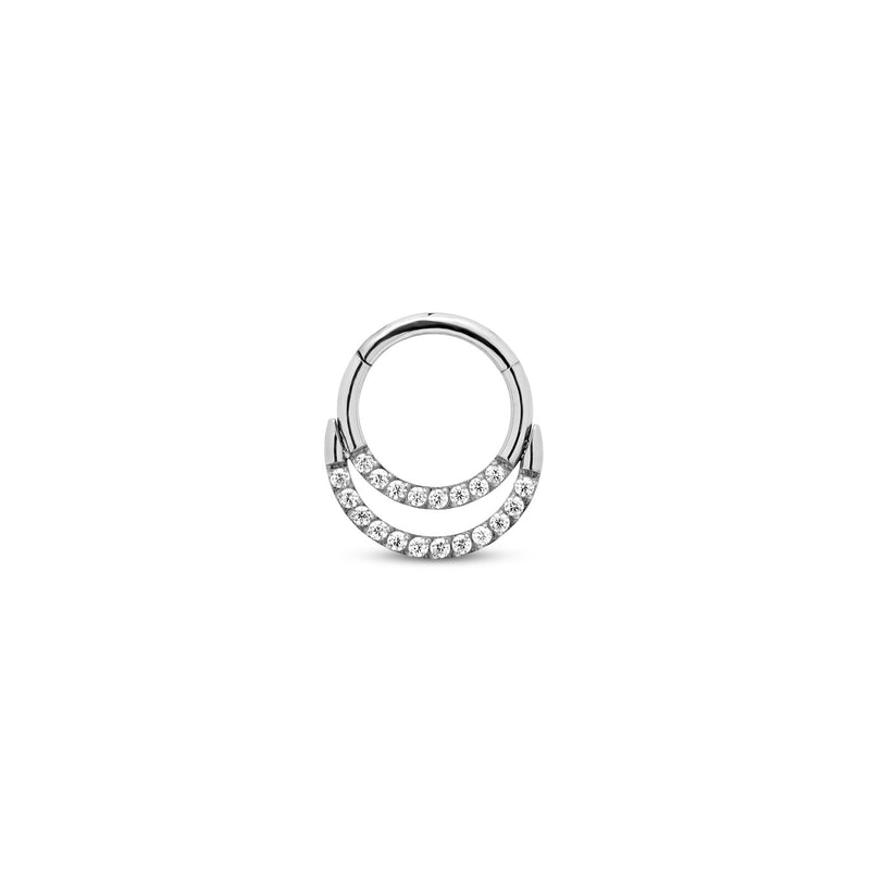 Titanium Double Jeweled Forward facing Hinge Ring