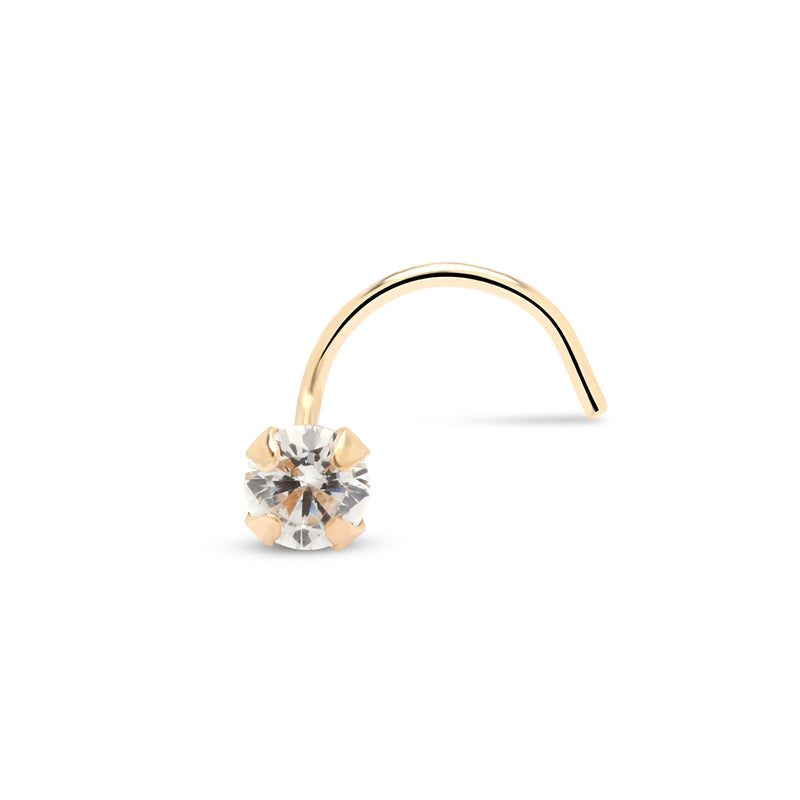 14kt Claw Set Round Yellow Gold Nose Stud