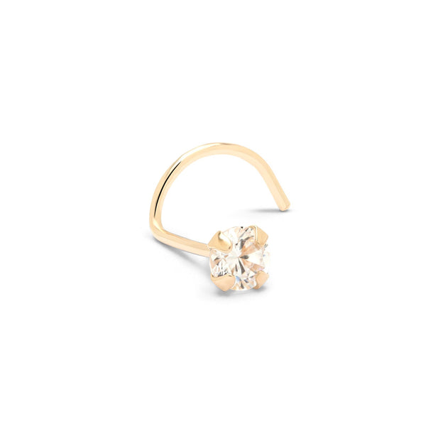 14kt Claw Set Round Yellow Gold Nose Stud